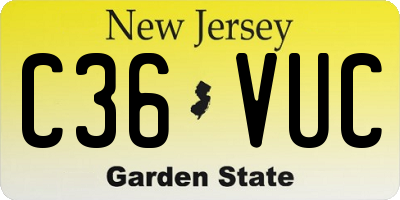 NJ license plate C36VUC
