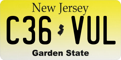 NJ license plate C36VUL