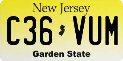 NJ license plate C36VUM