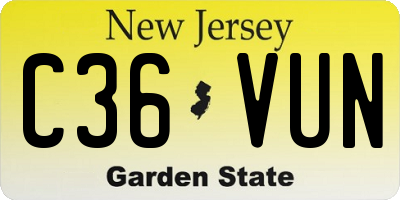 NJ license plate C36VUN