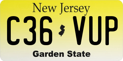 NJ license plate C36VUP