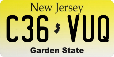 NJ license plate C36VUQ
