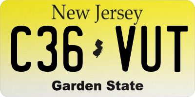 NJ license plate C36VUT