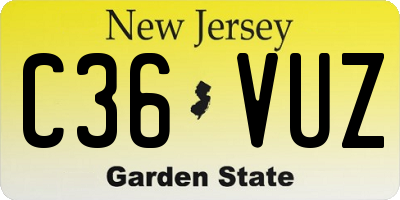 NJ license plate C36VUZ