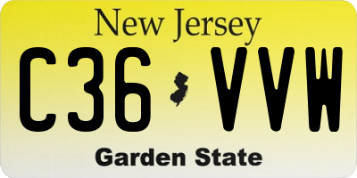NJ license plate C36VVW
