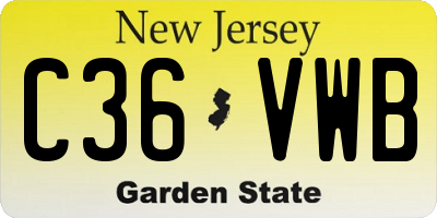 NJ license plate C36VWB