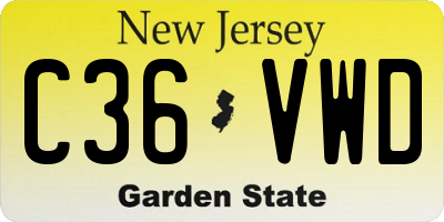 NJ license plate C36VWD