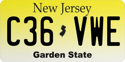 NJ license plate C36VWE