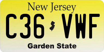 NJ license plate C36VWF