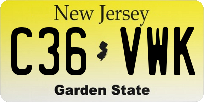 NJ license plate C36VWK
