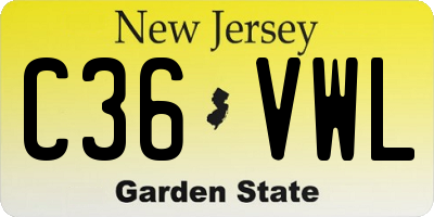 NJ license plate C36VWL