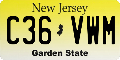 NJ license plate C36VWM