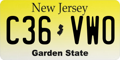NJ license plate C36VWO