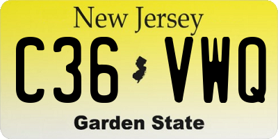 NJ license plate C36VWQ
