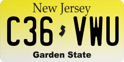 NJ license plate C36VWU
