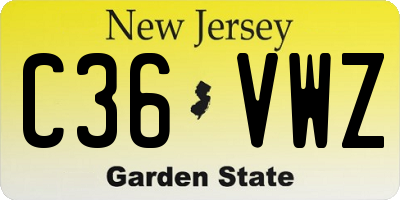 NJ license plate C36VWZ