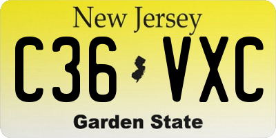 NJ license plate C36VXC