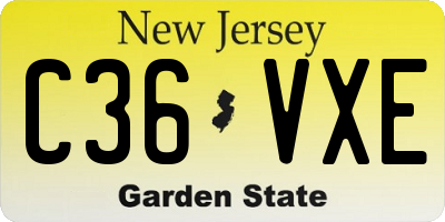 NJ license plate C36VXE