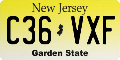 NJ license plate C36VXF