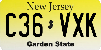 NJ license plate C36VXK