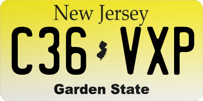 NJ license plate C36VXP