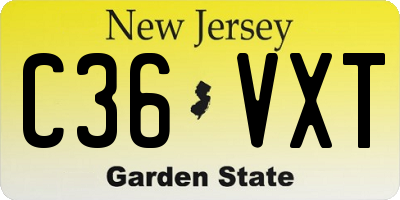 NJ license plate C36VXT