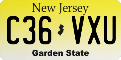 NJ license plate C36VXU