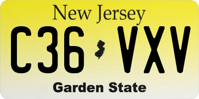 NJ license plate C36VXV