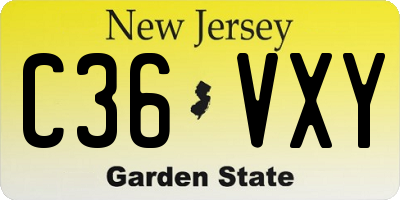 NJ license plate C36VXY