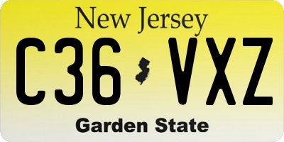 NJ license plate C36VXZ