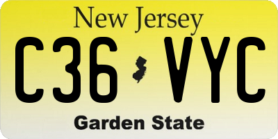 NJ license plate C36VYC