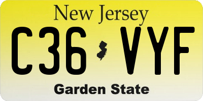 NJ license plate C36VYF