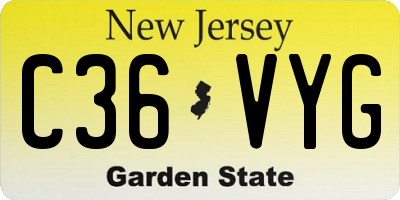 NJ license plate C36VYG
