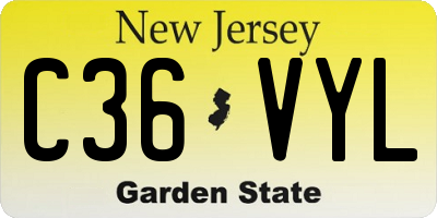 NJ license plate C36VYL