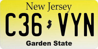 NJ license plate C36VYN