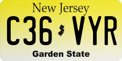 NJ license plate C36VYR