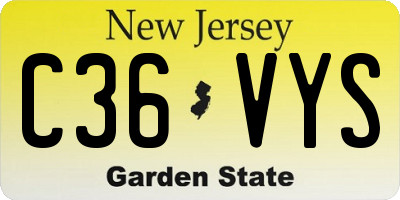 NJ license plate C36VYS