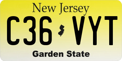 NJ license plate C36VYT