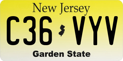NJ license plate C36VYV