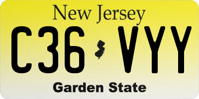 NJ license plate C36VYY