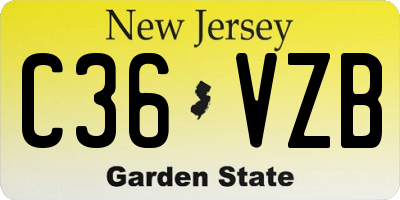 NJ license plate C36VZB