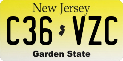 NJ license plate C36VZC