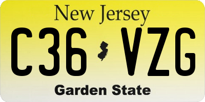NJ license plate C36VZG
