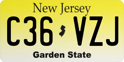 NJ license plate C36VZJ