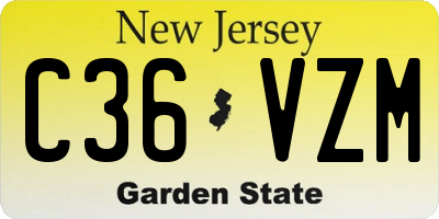 NJ license plate C36VZM