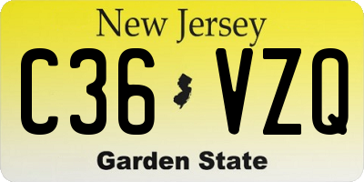 NJ license plate C36VZQ