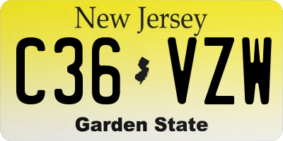 NJ license plate C36VZW
