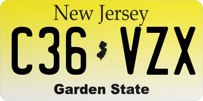 NJ license plate C36VZX