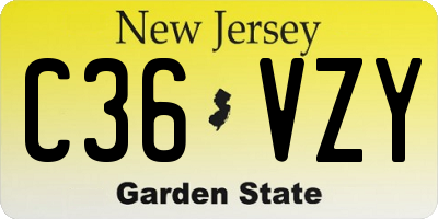 NJ license plate C36VZY