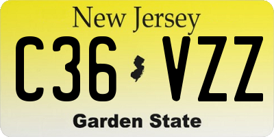 NJ license plate C36VZZ